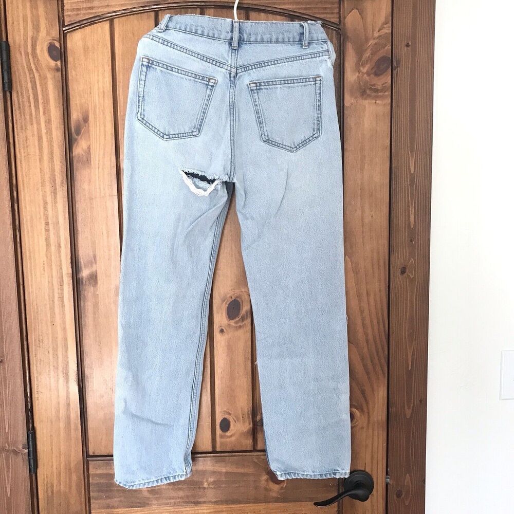 REFORMATION Womens Crop High Rise Tahoe Destroyed Distressed Jeans Blue Sz 24